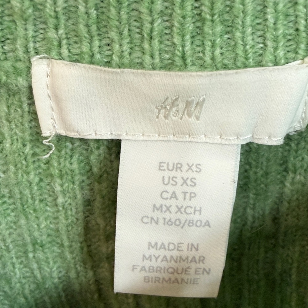 H&M Light Green Ribbed Crewneck Sweater XS - Picture 4 of 6